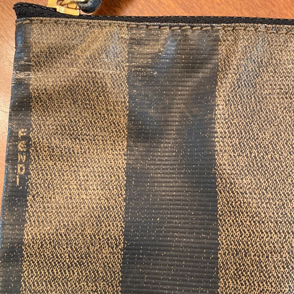 Vintage Fendi Pouch Brown Canvas Clutch - Picture 5 of 10
